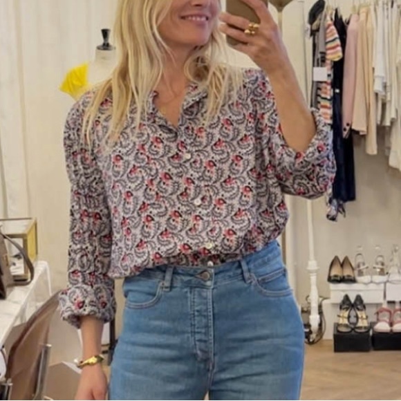 Isabel Marant Tops - Isabel Marant Multicolor Paisley Print Blouse — White, Red, Black